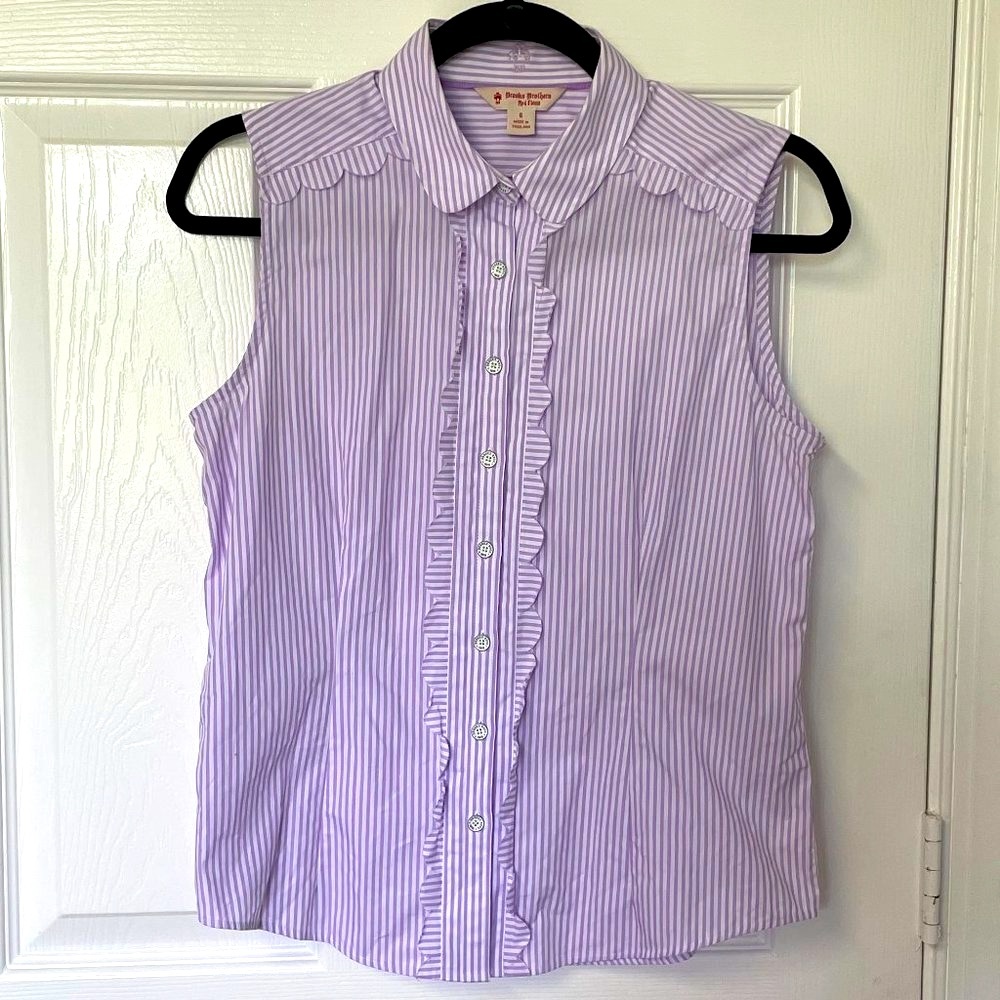 Brooks Brothers Non-Iron Classic-Fit Striped Stretch Shirt/Blouse Size 6